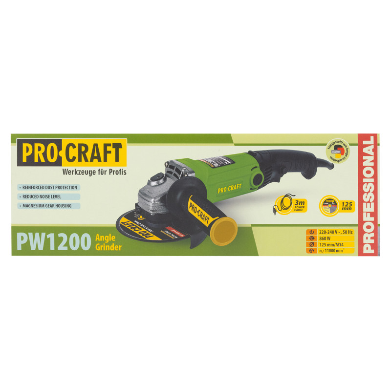 Кутошліфувальна машина Procraft PW1200 125 мм