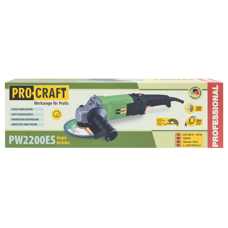 Кутошліфувальна машина Procraft PW2200ES 180 мм