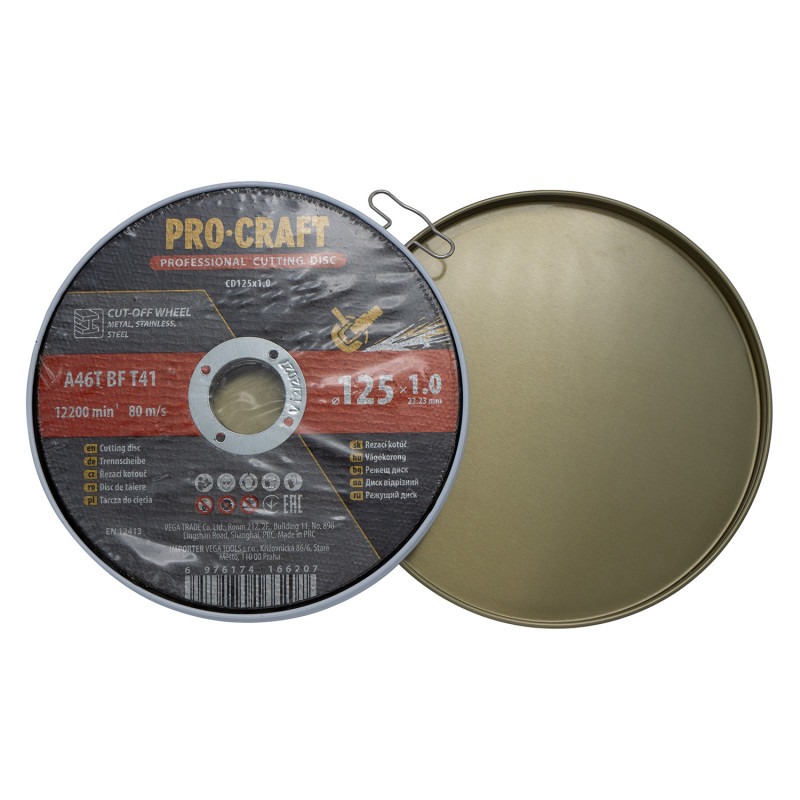 Диск відрізний Procraft CD125x1.0b 125 мм 1,0 мм 22,2 мм 10 шт/уп