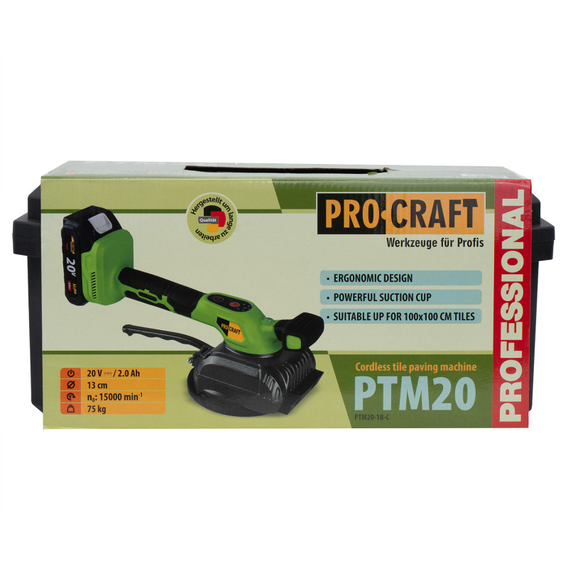 Акумуляторна віброприсоска для плитки Procraft PTM20 (з 1 акб)