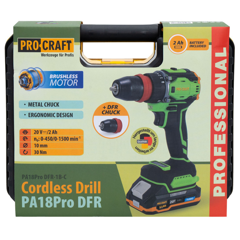 Шуруповерт Procraft PA18Pro DFR (з 1 АКБ 2Аг)