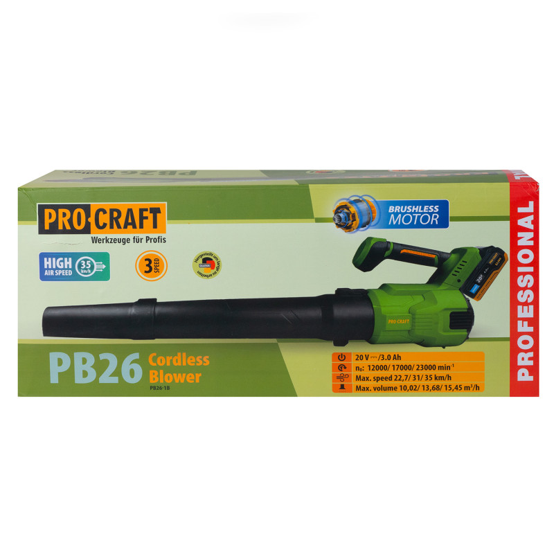 Акумуляторна повітродувка Procraft PB26 (1 АКБ та зп)