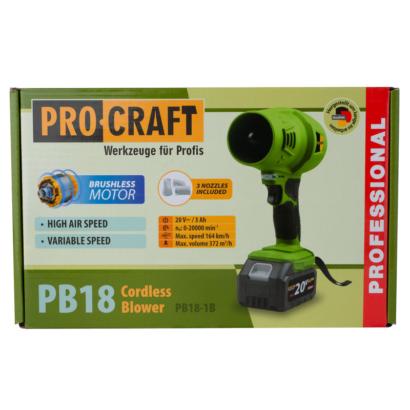 Акумуляторна повітродувка Procraft PB18 (1 АКБ та зп)