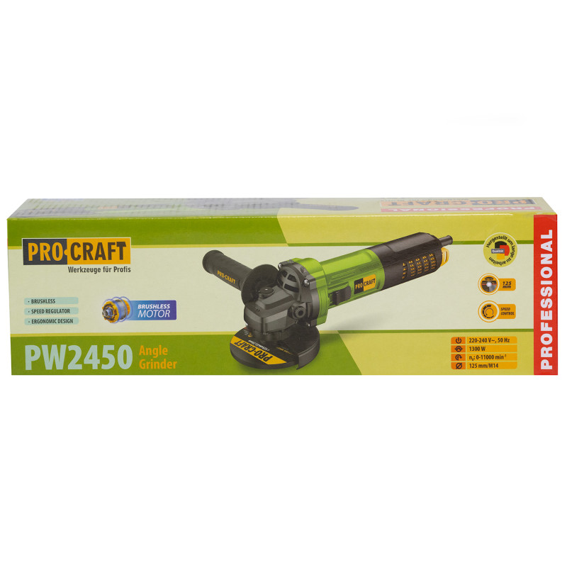 Кутошліфувальна машина безщіткова Procraft PW2450 125 мм