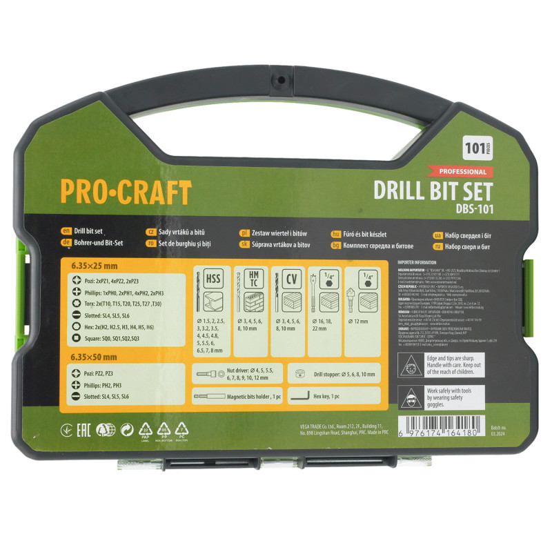 Набір свердл та біт Procraft DBS101