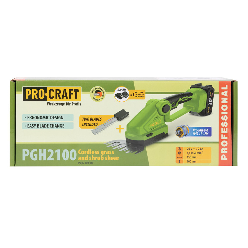 Підрізувач трави та кущоріз акумуляторний Procraft PGH2100 (1 акб)