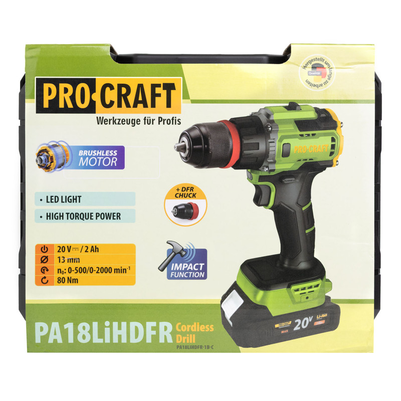 Шуруповерт Procraft PA18LiH DFR з ударом (1 акб і зп)